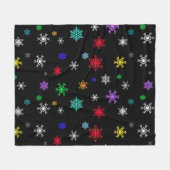 Zwarte achtergrond met felle  kleurrijke sneeuw fleece deken (Voorkant (Horizontaal))