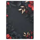 Zwarte achtergrond met florale decoratie klembord (Achterkant)