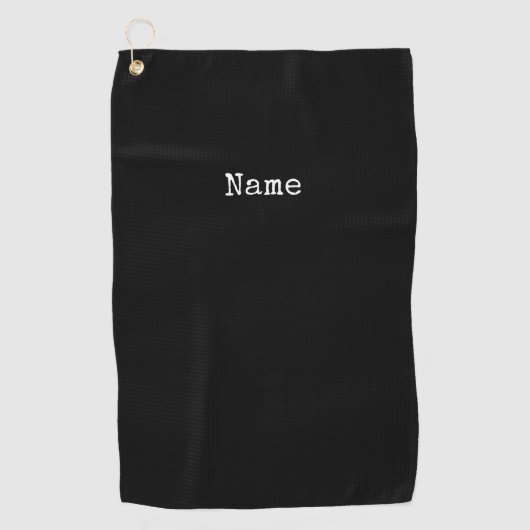 Zwarte achtergrond met gepersonaliseerde tekst golfhanddoek (Voorkant)