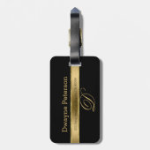 Zwarte achtergrond met gouden streep bagagelabel (Achterkant verticaal)
