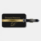 Zwarte achtergrond met gouden streep bagagelabel (Achterkant horizontaal)