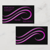 Zwarte achtergrond met magenta schuine rand visitekaartje (Voorkant / Achterkant)