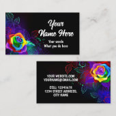 Zwarte achtergrond met regenboogrozen visitekaartje (Voorkant / Achterkant)