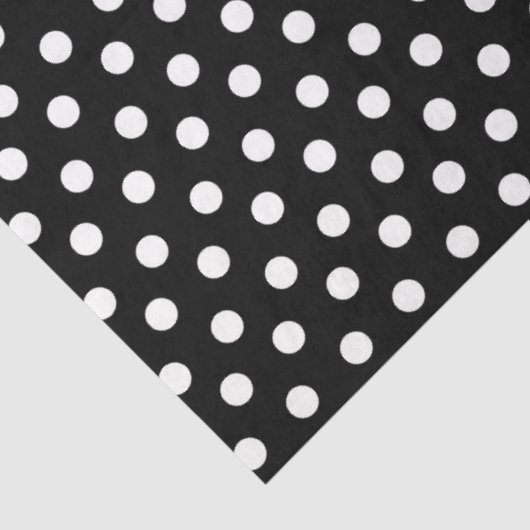 Zwarte achtergrond met White Polka Dots Tissuepapier (Detail)