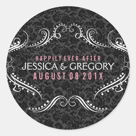 Zwarte achtergrond met witte Lijst Ronde Sticker (Voorkant)