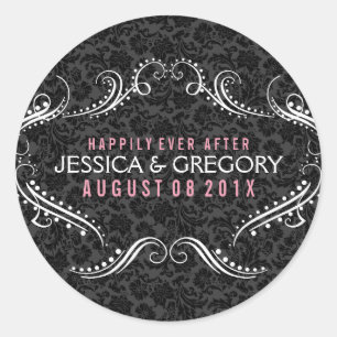 Zwarte achtergrond met witte Lijst Ronde Sticker