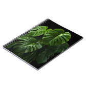 Zwarte achtergrond Monstera Deliciosa bladeren Notitieboek (Linkerzijde)