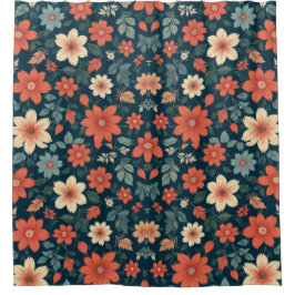 Zwarte achtergrond naadloos bloemontwerp douchegordijn