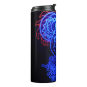 Zwarte achtergrond Neon Blue Dragon Bright Thermosbeker (Gedraaid links)