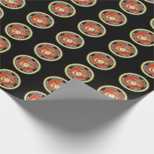 Zwarte achtergrond officiële zegel - US Marine Cor Cadeaupapier (Hoek)