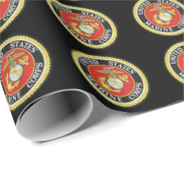 Zwarte achtergrond officiële zegel - US Marine Cor Cadeaupapier
