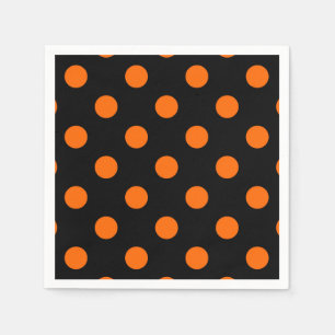 Zwarte achtergrond Oranje Polka Dots Servet