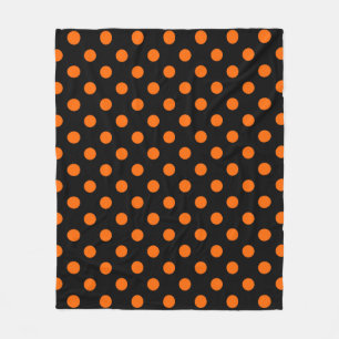 Zwarte achtergrond Oranje polka stippen Fleece Deken
