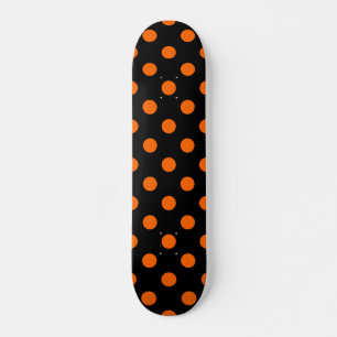 Zwarte achtergrond oranje polka stippen persoonlijk skateboard