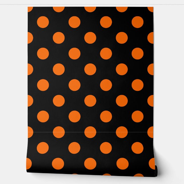 Zwarte Achtergrond Oranje Stippen Behang (Afrollen)
