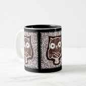 Zwarte achtergrond Owl Textile Mok (Voorkant links)