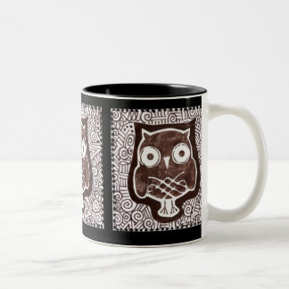 Zwarte achtergrond Owl Textile Mok