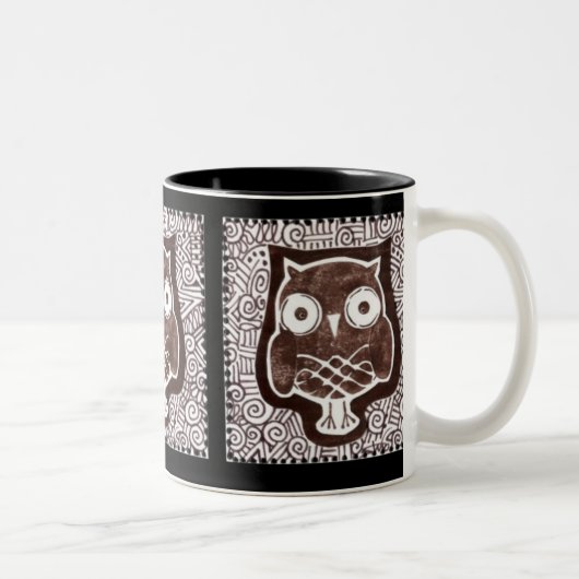 Zwarte achtergrond Owl Textile Mok (Rechts)