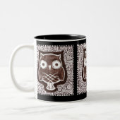 Zwarte achtergrond Owl Textile Mok (Links)