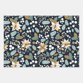 Zwarte achtergrond Poinsettia wintervakantie Inpakpapier Vel