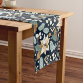 Zwarte achtergrond Poinsettia wintervakantie Korte Tafelloper (Voorbeeld)