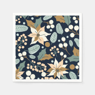 Zwarte achtergrond Poinsettia wintervakantie Servet