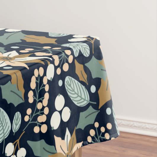 Zwarte achtergrond Poinsettia wintervakantie Tafelkleed (Voorbeeld)