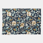 Zwarte achtergrond Poinsettia wintervakantie Theedoek (Horizontaal)