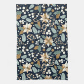 Zwarte achtergrond Poinsettia wintervakantie Theedoek (Verticaal)