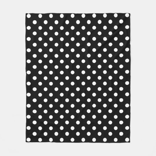 Zwarte achtergrond Polka Dots Fleece Deken (Voorkant)