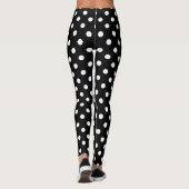 Zwarte achtergrond Polka Dots Leggings (Achterkant)