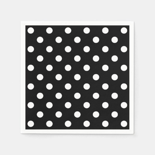 Zwarte achtergrond Polka Dots Servet (Voorkant)
