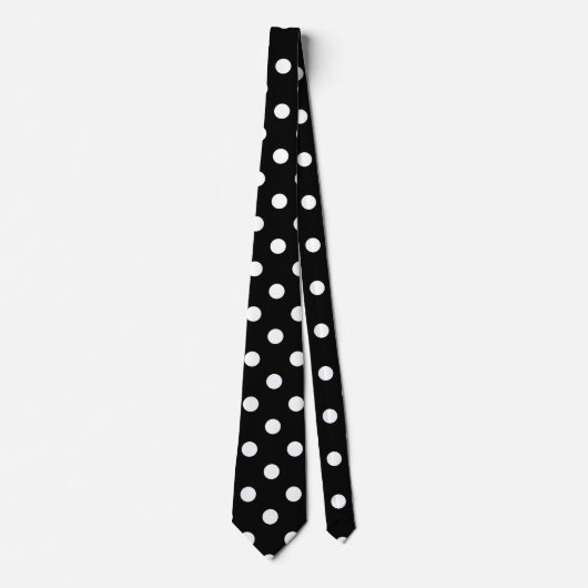 Zwarte achtergrond Polka Dots Stropdas (Voorkant)