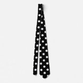 Zwarte achtergrond Polka Dots Stropdas (Achterkant)