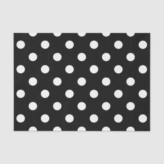Zwarte achtergrond Polka Dots Tissuepapier (Voorkant)