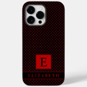  zwarte achtergrond rode polka dot Case-Mate iPhone case (Achterkant)