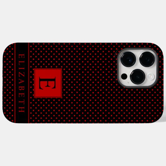  zwarte achtergrond rode polka dot Case-Mate iPhone case (Achterkant (horizontaal))