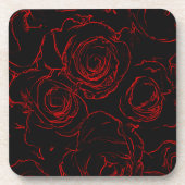 Zwarte achtergrond rode rozen bier onderzetter (Voorkant)