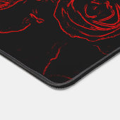 Zwarte achtergrond rode rozen bureaumat (Hoek)