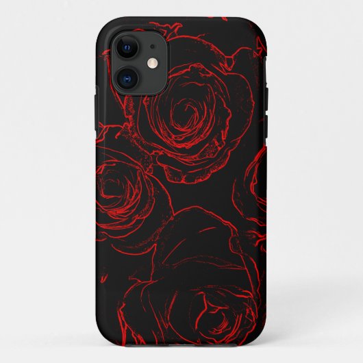 Zwarte achtergrond rode rozen Case-Mate iPhone case (Achterkant)