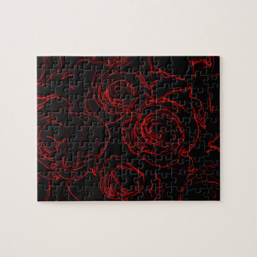 Zwarte achtergrond rode rozen legpuzzel (Horizontaal)