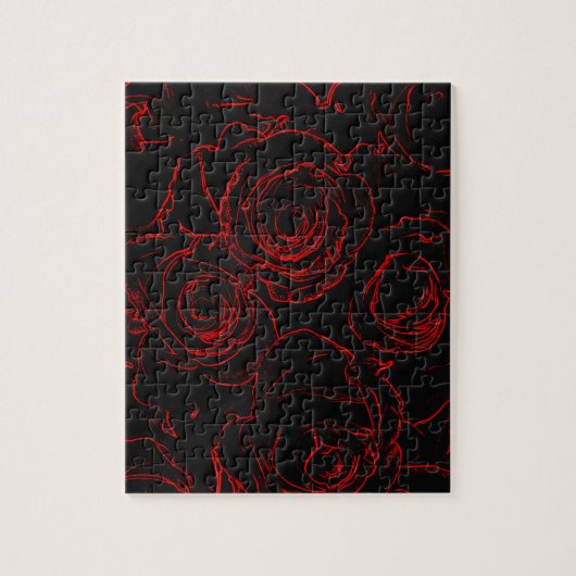Zwarte achtergrond rode rozen legpuzzel (Verticaal)