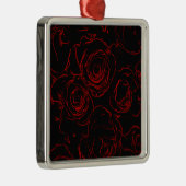 Zwarte achtergrond rode rozen metalen ornament (Rechts)