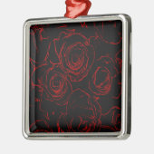 Zwarte achtergrond rode rozen metalen ornament (Links)