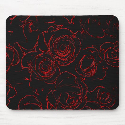 Zwarte achtergrond rode rozen muismat (Voorkant)