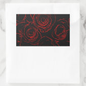 Zwarte achtergrond rode rozen rechthoekige sticker (Tas)