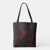 Zwarte achtergrond rode rozen tote bag (Achterkant)