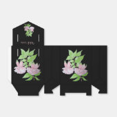 Zwarte achtergrond  roze bloemen voor bruiloft bedankdoosjes (Uitgevouwen)