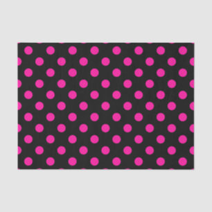 Zwarte achtergrond Roze Polka Dots Tissuepapier