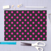 Zwarte achtergrond Roze Polka Dots Tissuepapier (Craft)